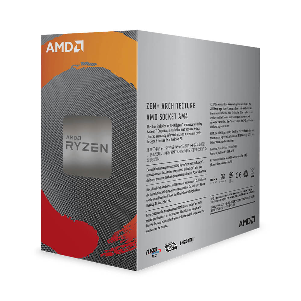 CPU AMD RYZEN 3 3200G (3.5 GHz boost 4.0 GHz, 4 nhân 4 luồng, 4MB Cache, Radeon Vega 8, 65W, Socket AM4)