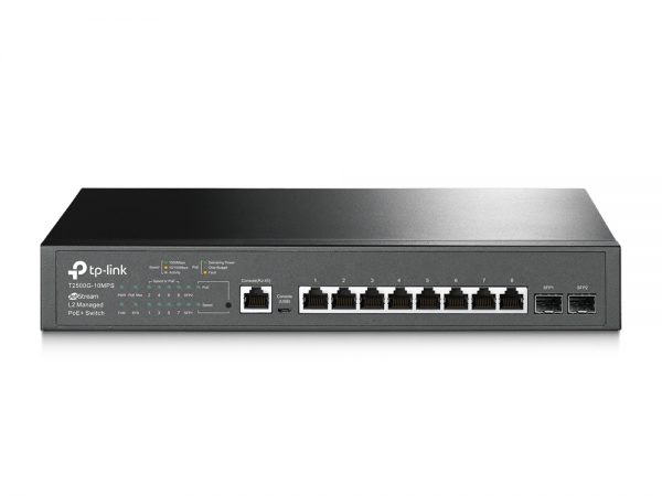 JetStream 8-Port Gigabit L2 Managed PoE+ Switch with 2 SFP Slots T2500G-10MPS
