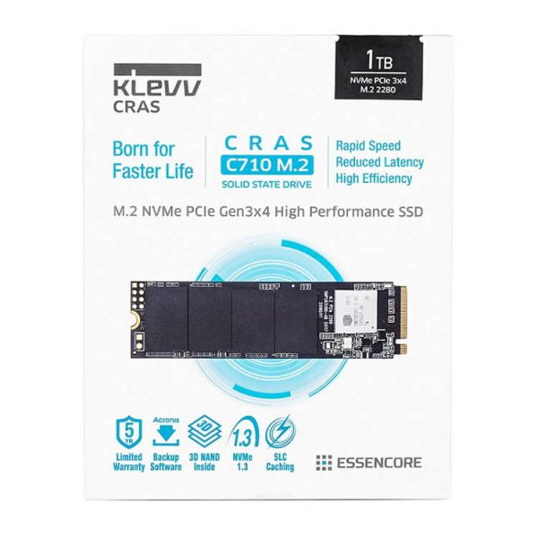 SSD Klevv CRAS C710 1TB M2 NVME Gen3x4 - K01TBM2SP0-C71 (Read/Write: 2,100/1,650 MB/s, TLC Nand)