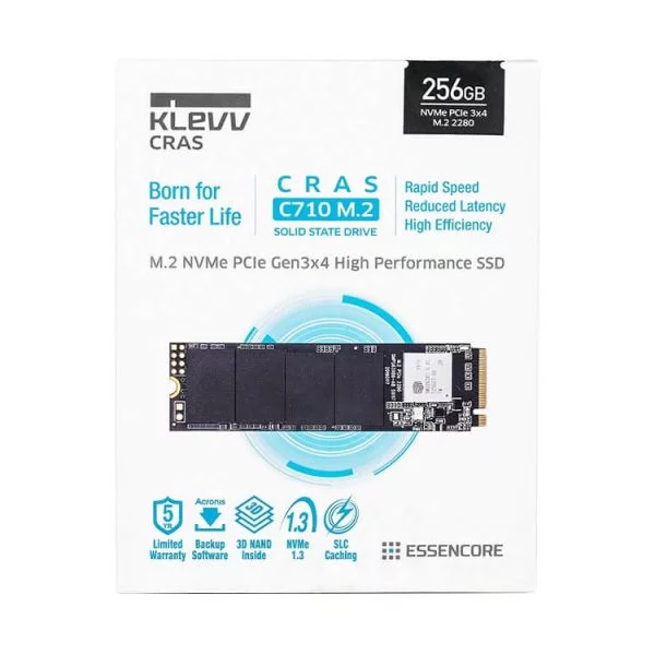 SSD Klevv CRAS C710 256GB M2 NVME Gen3x4 - K256GM2SP0-C71 (Read/Write: 1,950/1,250 MB/s, TLC Nand)