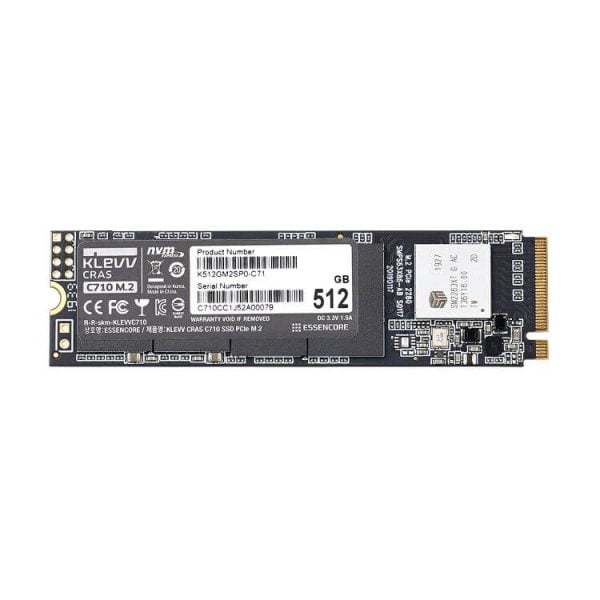 SSD Klevv CRAS C710 512GB M2 NVME Gen3x4 - K512GM2SP0-C71 (Read/Write: 2,050/1,650 MB/s, TLC Nand)