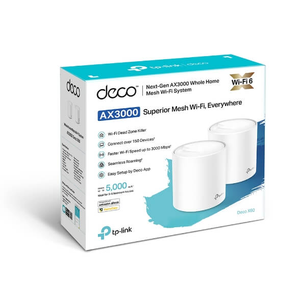 Wi-Fi 6 Tp-Link Deco X60 2-Pack - AX3000 Whole Home Mesh Wi-Fi 6 System