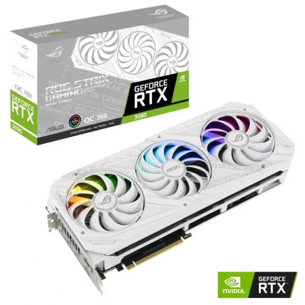 VGA ASUS ROG STRIX GEFORCE RTX 3090 OC 24G GAMING WHITE (ROG-STRIX-RTX3090-O24G-GAMING-WHITE)