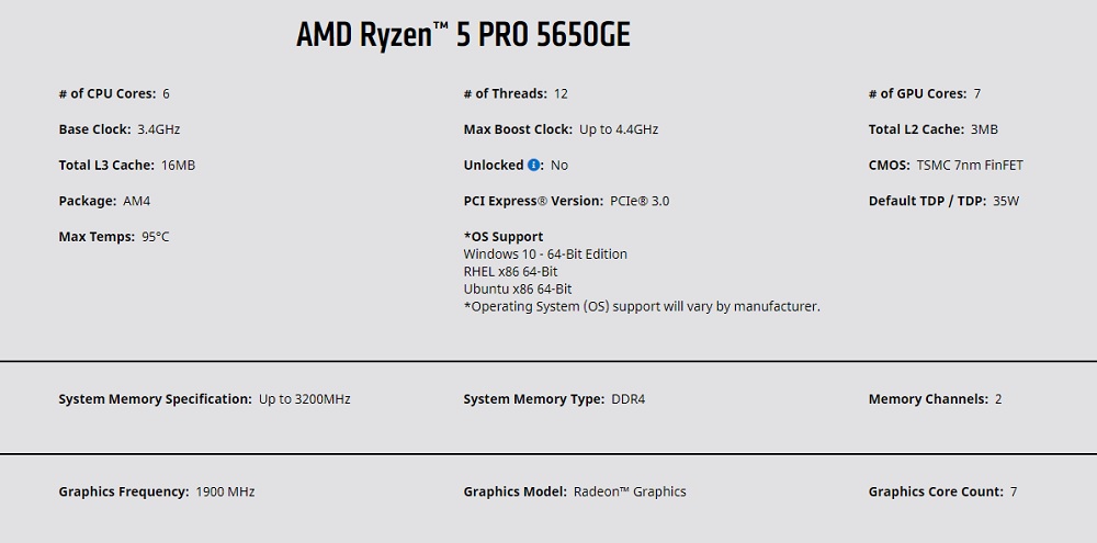 CPU AMD RYZEN 5 PRO 5650GE - songphuong.vn