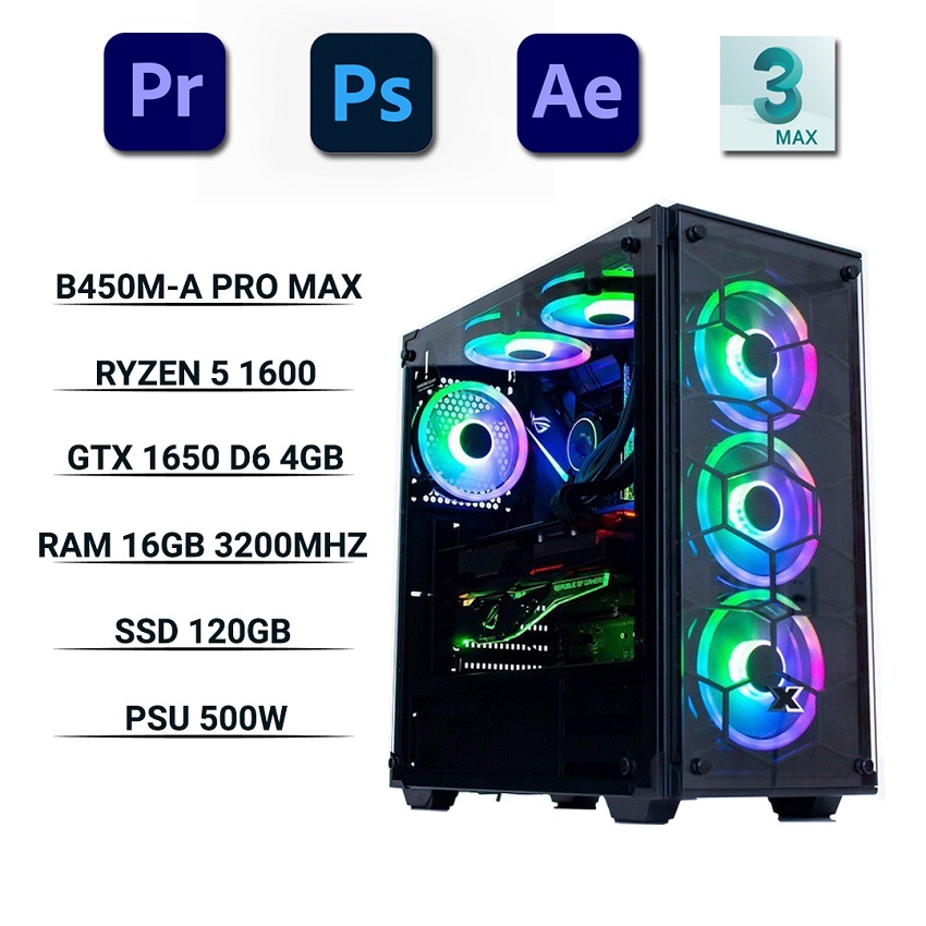 PC-Designer SP001 (R7 2700X/B450/Ram 16GB/GTX 1660S/SSD 120GB/650W/DOS)