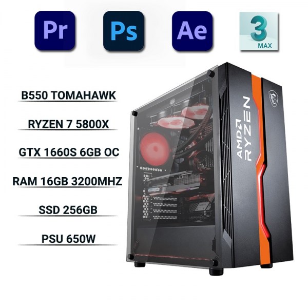 PC-Designer SP004 (R7 5800X/B550/Ram 16GB/RTX 3060 12GB/SSD 256GB/650W/DOS)