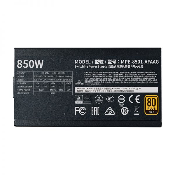 Nguồn Cooler Master MWE GOLD 850 V2 Full Modular 850W - MPY-850V-AFBAG