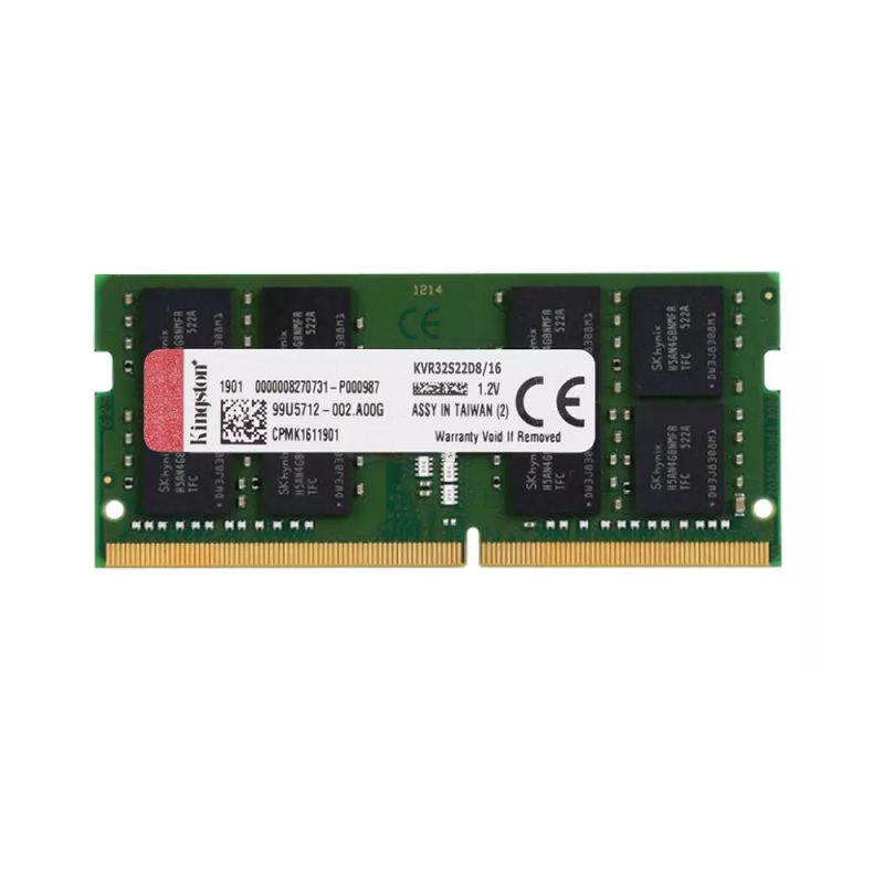 Ram Laptop Kingston 16GB 3200MHz DDR4 Non-ECC CL22 SODIMM 1Rx8 - KVR32S22D8/16