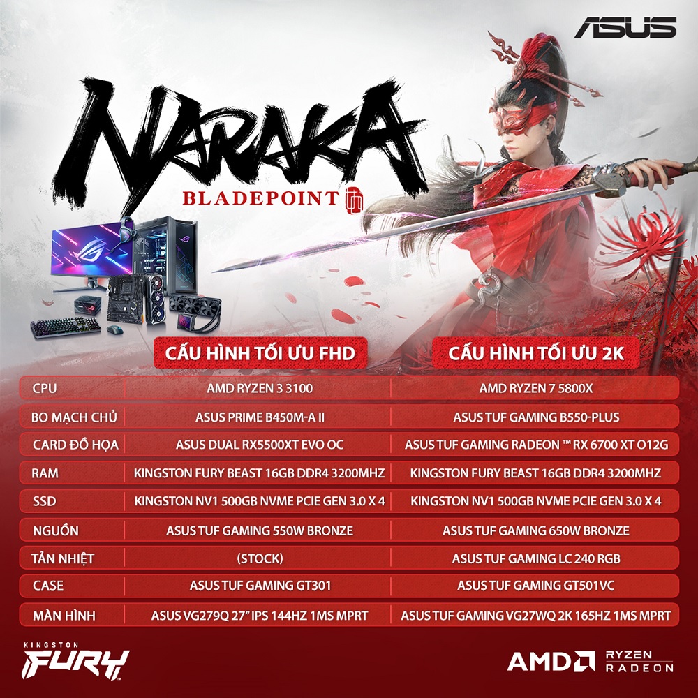 Cấu hình chơi Game Naraka: Bladepoint - PC Asus Cấu hình AMD - songphuong.vn
