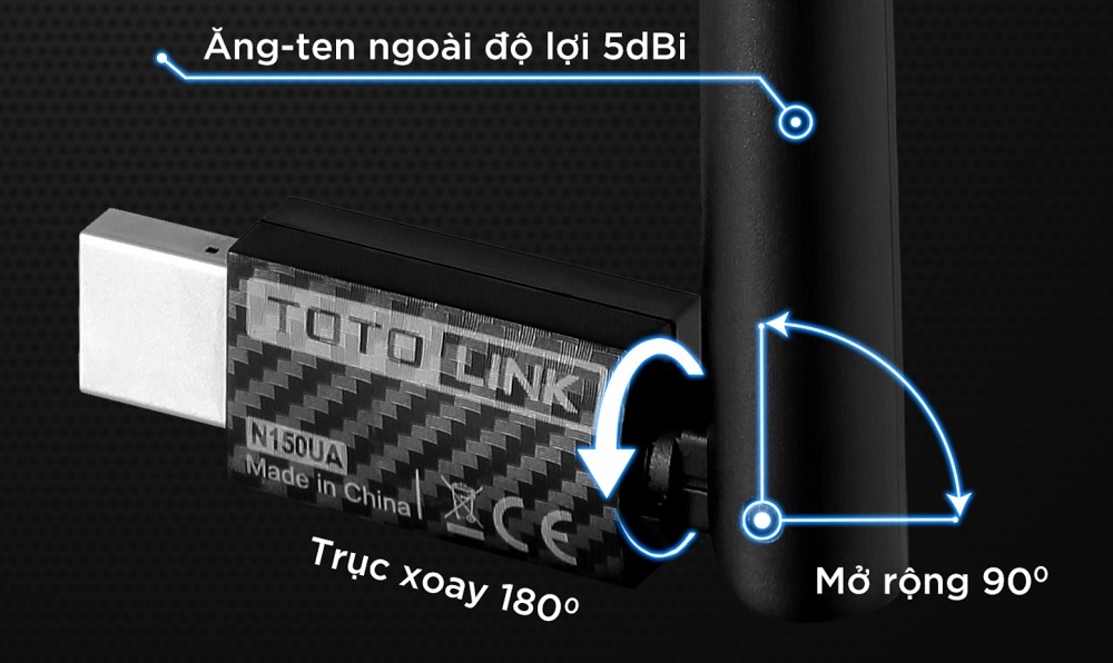 USB Wi-Fi Totolink N150UA V5 băng tần kép 150Mbps - songphuong.vn