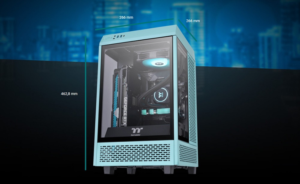 Case Thermaltake Tower 100 TG Turquoise - songphuong.vn