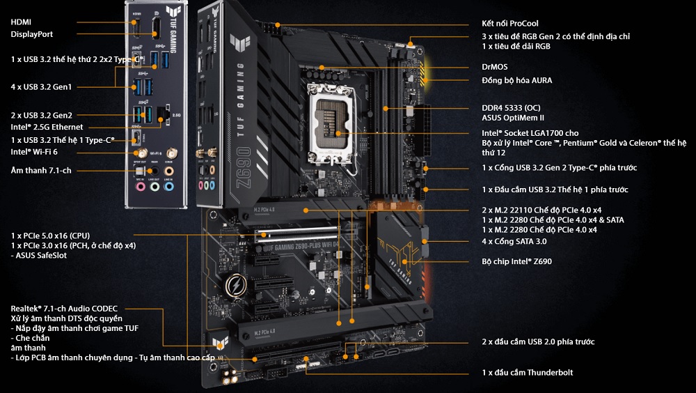 Mainboard ASUS TUF Gaming Z690-PLUS WiFi D4 - songphuong.vn