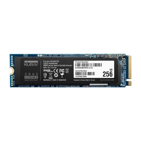 SSD Klevv CRAS C720 256GB M2 2280 NVMe PCIe Gen3x4 - K256GM2SP0-C72 (Read/Write 3200/1300 MB/s, TLC Nand)