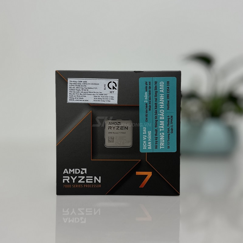 CPU AMD Ryzen 7 7700X (4.5GHz boost 5.4GHz, 8 nhân 16 luồng, 40MB Cache, 105W, Socket AM5)