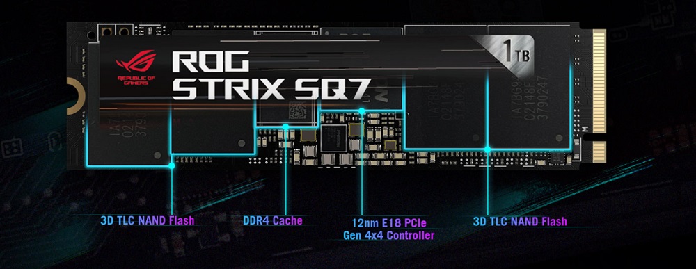 SSD ASUS ROG Strix SQ7 Gen4 1TB bộ nhớ đệm SLC lớn