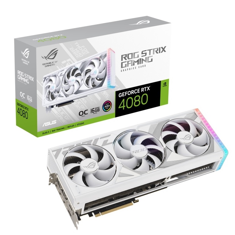 VGA ASUS ROG Strix GeForce RTX 4080 16GB GDDR6X White OC Edition (ROG-STRIX-RTX4080-O16G-WHITE)