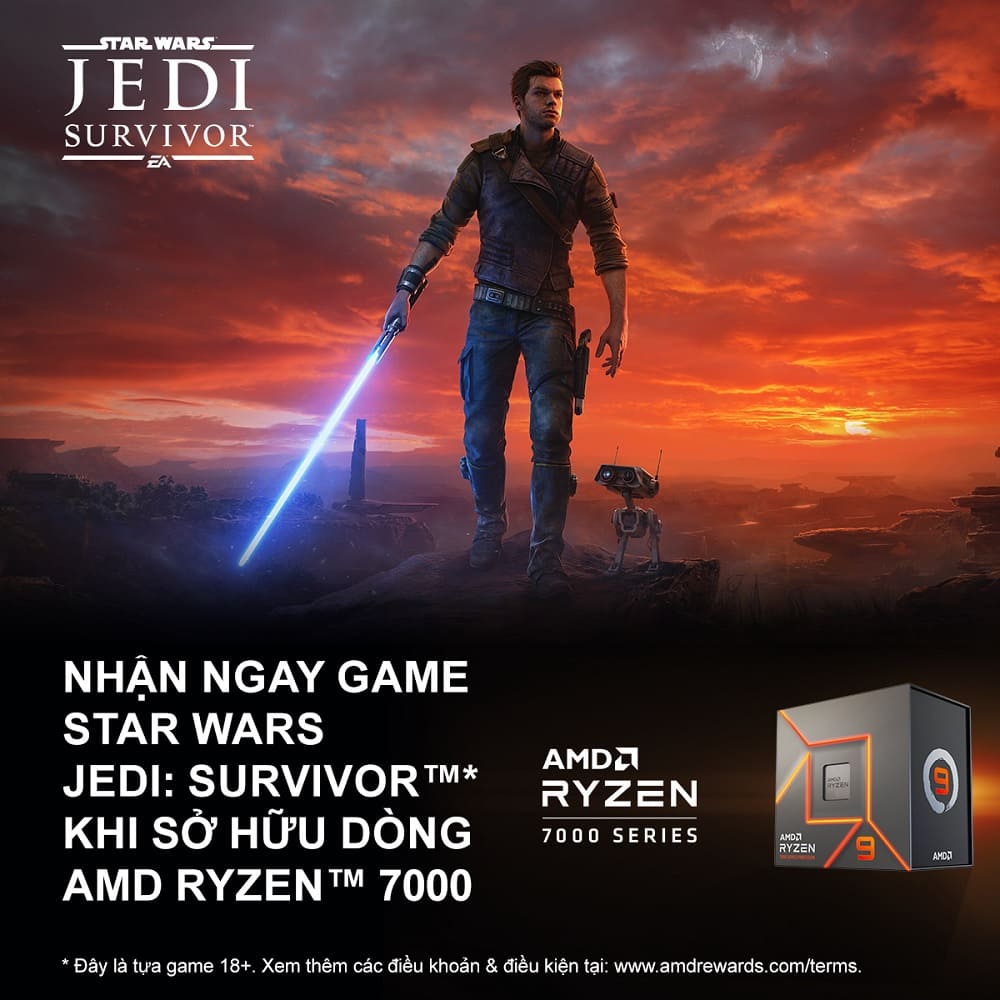 CTKM AMD Tặng Game STAR WARS JEDI: SURVIVOR khi mua CPU AMD Ryzen 7000 - songphuong.vn