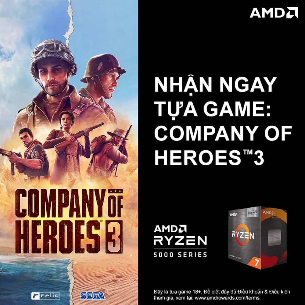CTKM AMD Tặng game Company Of Heroes 3 khi mua CPU AMD Ryzen 5000