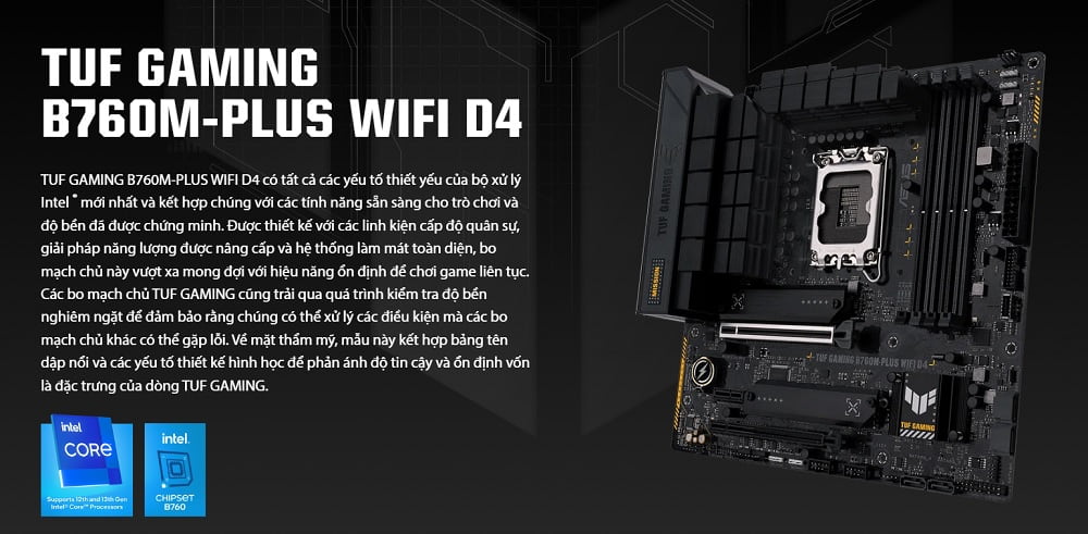 Mainboard ASUS TUF Gaming B760M-PLUS WIFI D4 - songphuong.vn