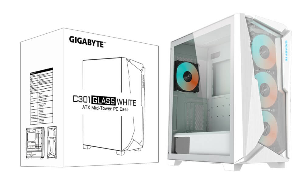 Case Gigabyte C301 Glass White