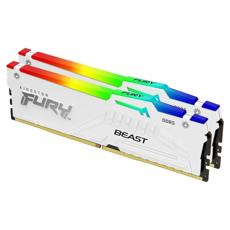 Ram Kingston Fury Beast RGB White 32GB (2x 16GB) DDR5 5600MHz CL40 DIMM – KF556C40BWAK2-32