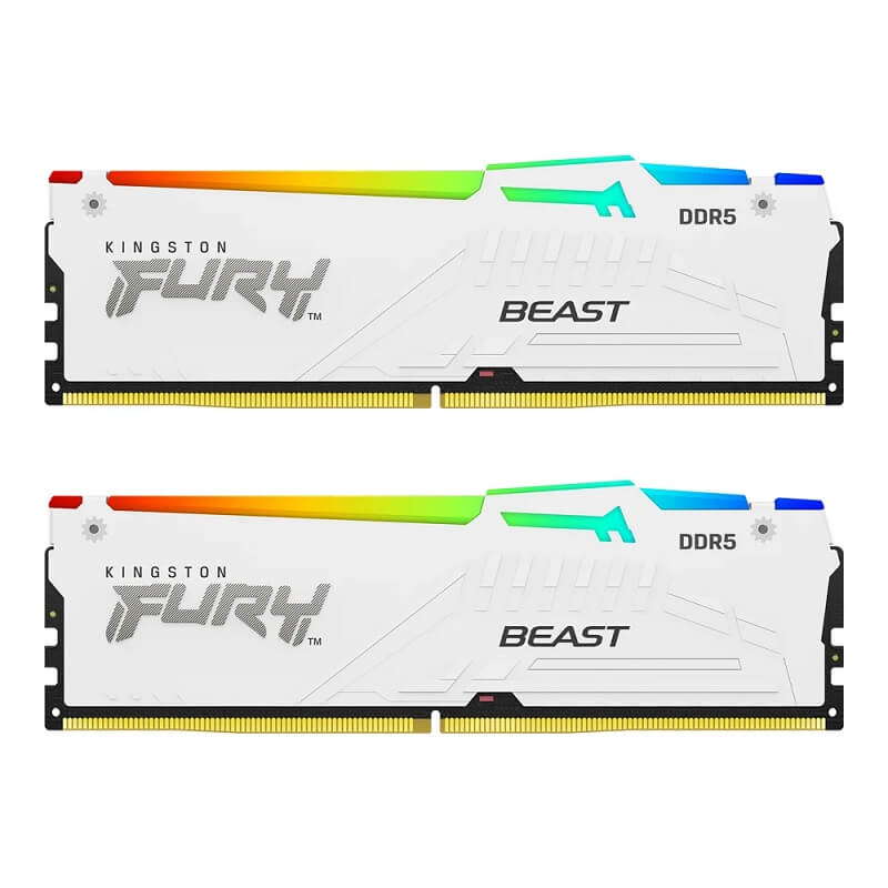 Ram Kingston Fury Beast RGB White 32GB (2x 16GB) DDR5 5600MHz CL40 DIMM – KF556C40BWAK2-32