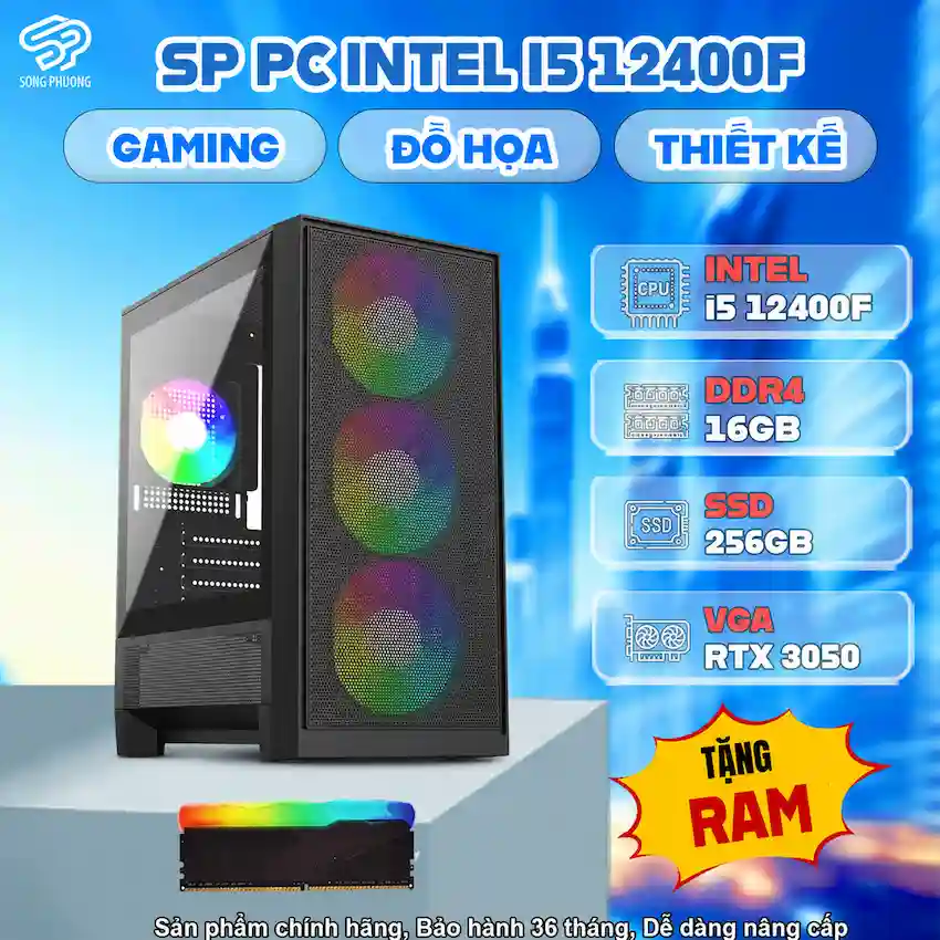 SP PC INTEL i5 12400F (i5 12400F/ H610/ Ram 16GB/ RTX 3050/ SSD 256GB/ 600W/ DOS)