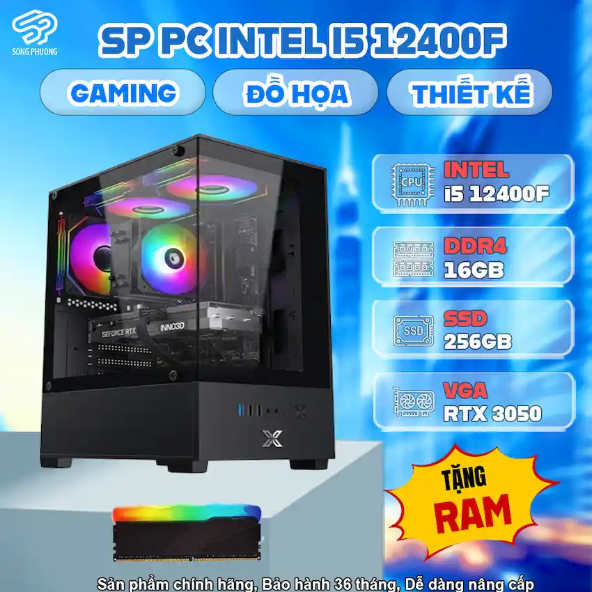 SP PC INTEL i5 12400F (i5 12400F/ H610/ Ram 16GB/ RTX 3050/ SSD 256GB/ 500W/ DOS)