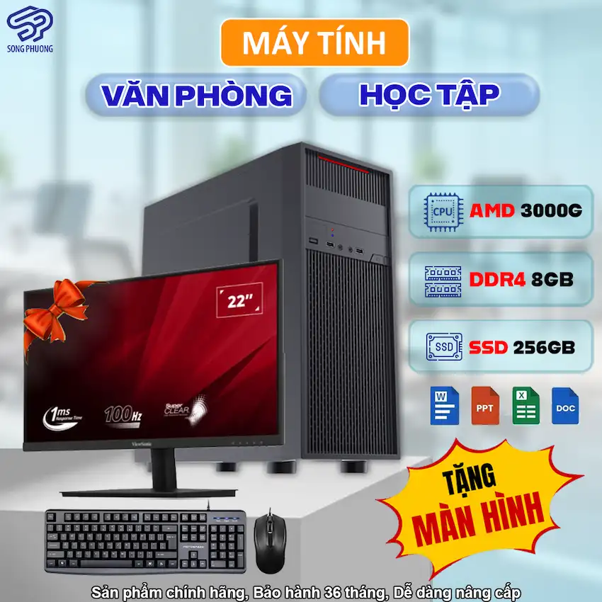 SP PC AMD 3000G (ATHLON 3000G/ A520/ Ram 8GB/ SSD 256GB/ 350W/ DOS/ LCD 22inch)