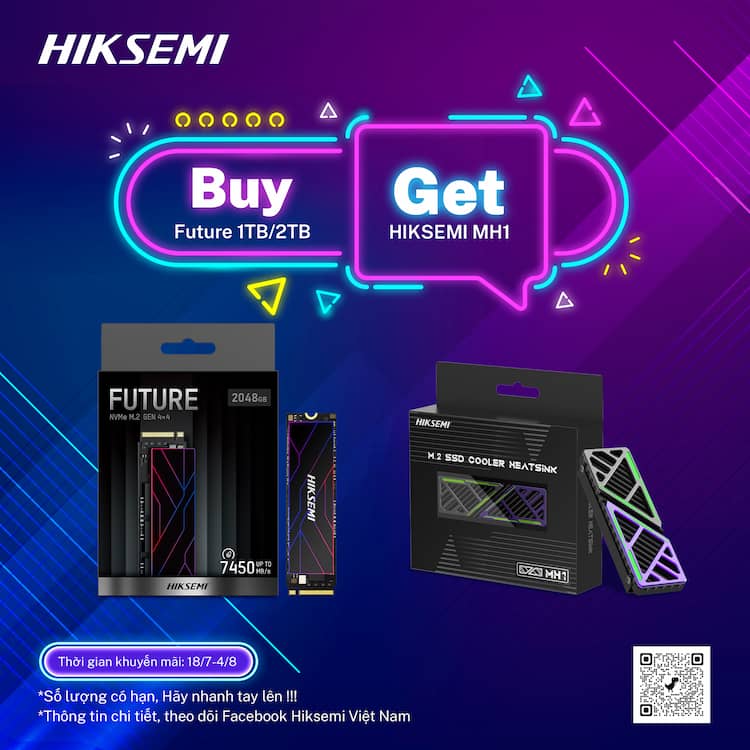 Khuyến mãi siêu hấp dẫn từ HIKSEMI - Mua SSD, Ram tặng HIKSEMI COOLER MH1 hoặc thẻ nhớ HIKVISION 64GB