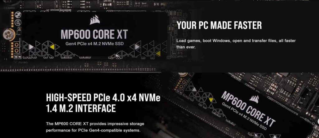 SSD Corsair 1TB, 2TB MP600 CORE XT Gen4 PCIe x4 NVMe M.2 (CSSD-F1000GBMP600CXT)