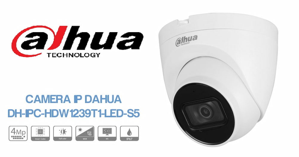 Camera IP Dome DAHUA DH-IPC-HDW1239T1-LED-S5