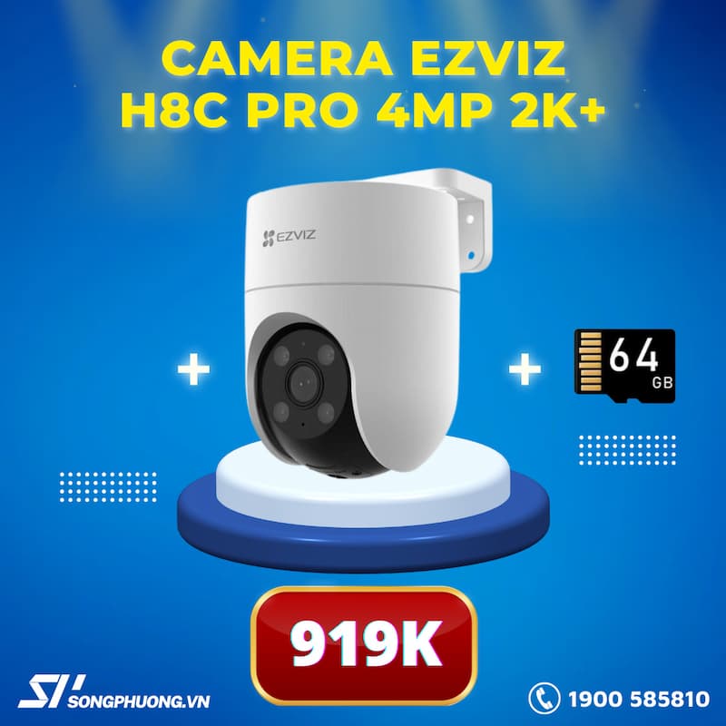 Camera Wifi EZVIZ H8C Pro 4MP 2K+ (Ngoài trời, Đàm thoại 2 chiều, Tích hợp AI thông minh)