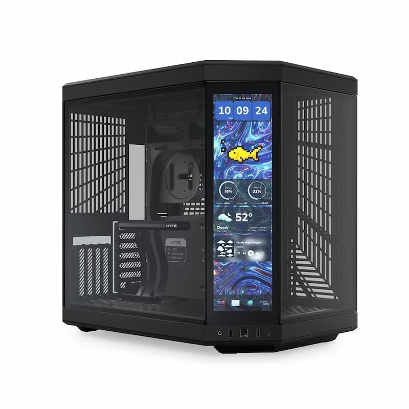 Case HYTE Y70 Touch Infinite Black (EATX-ATX, Kính cường lực-Thép-ABS, Riser PCIE 4.0, LCD 14.5inch)