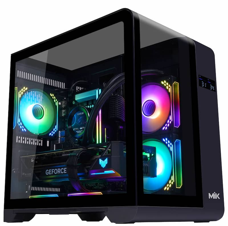 Case MIK BARBATOS M BLACK (Kính Cường lực, Hiển thị nhiệt độ, Led RGB, mATX, Màu Đen)