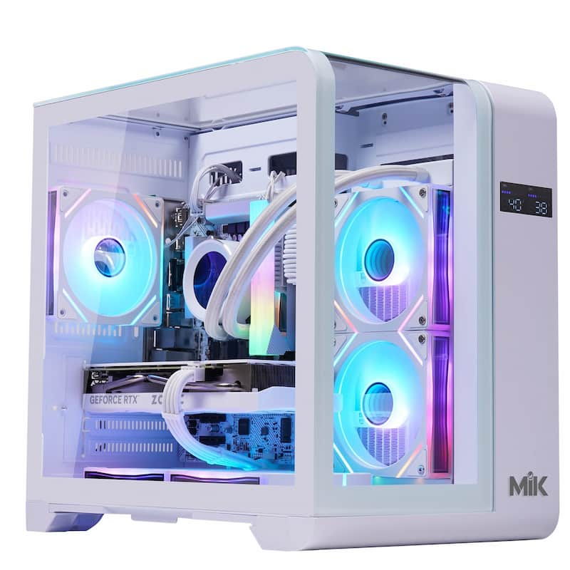 Case MIK BARBATOS M WHITE (Kính Cường lực, Hiển thị nhiệt độ, Led RGB, mATX, Màu Trắng)