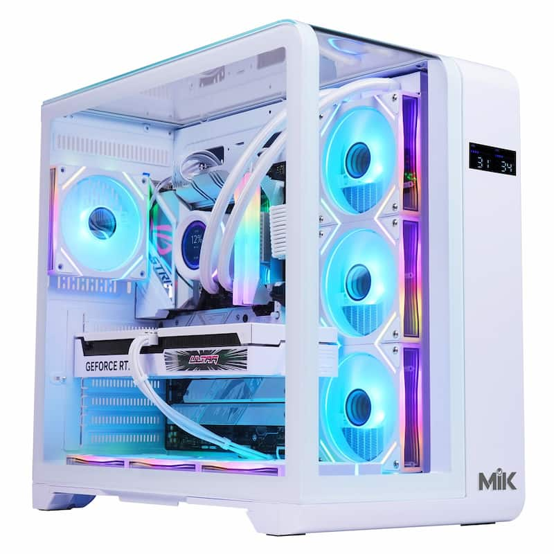 Case MIK BARBATOS WHITE (Mid Tower, Kính Cường lực, Hiển thị nhiệt độ, Led RGB, ATX, Màu Trắng)