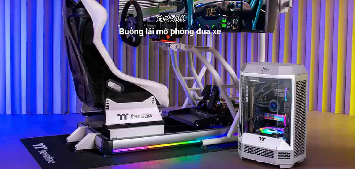 Ghế Giả Lập Lái Xe Thermaltake GR500 Racing Simulator Cockpit Snow