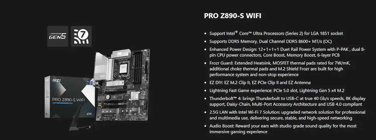 Mainboard MSI PRO Z890-S WIFI