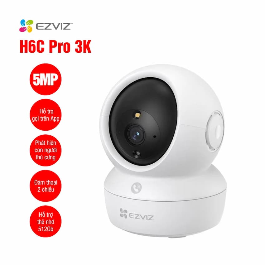 Camera Wifi EZVIZ H6C PRO 3K 5MP (Loa, Mic, Đàm thoại 2 chiều, có màu ban đêm, gọi điện APP)