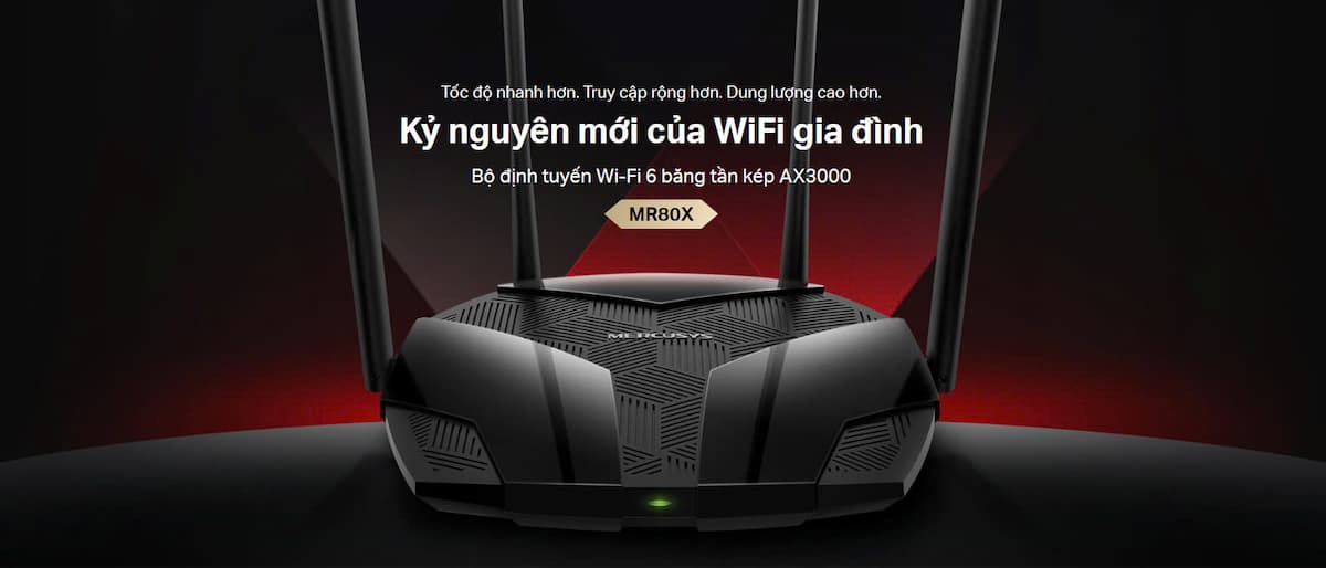 Router Wifi 6 AX3000 Mercusys MR80X