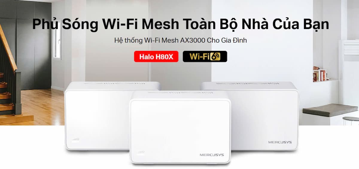 Router Wifi 6 Mesh Mercusys Halo H80X 3 pack