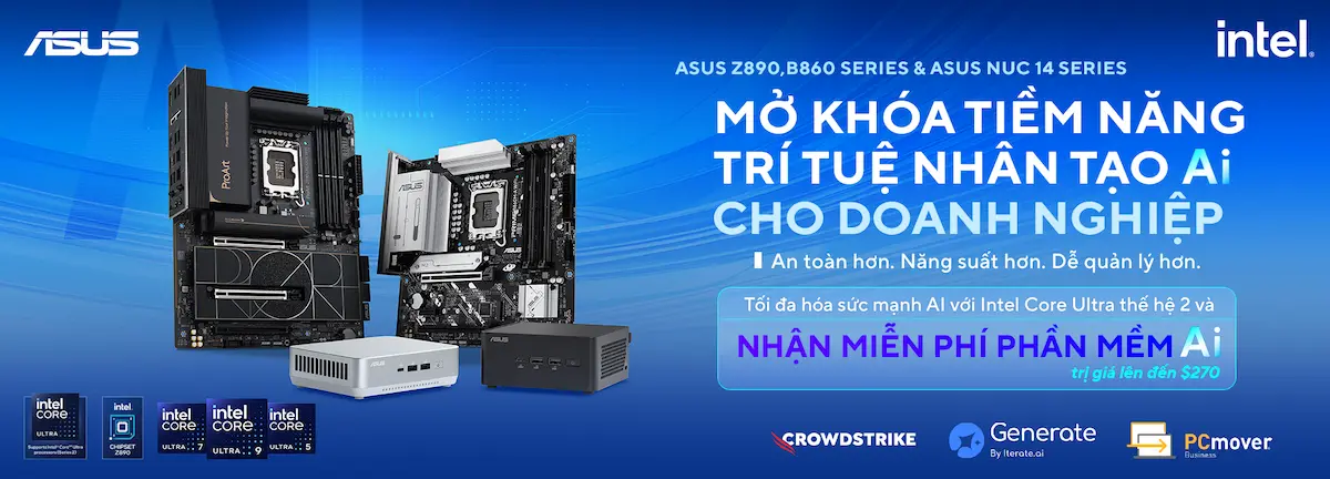 Tặng phần mêm Intel AI khi mua Bo mạch chủ và NUC Asus