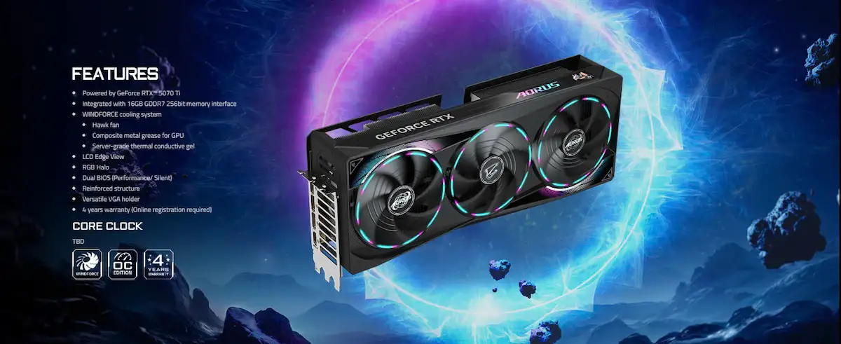 VGA Gigabyte AORUS RTX 5070 Ti MASTER | songphuong.vn