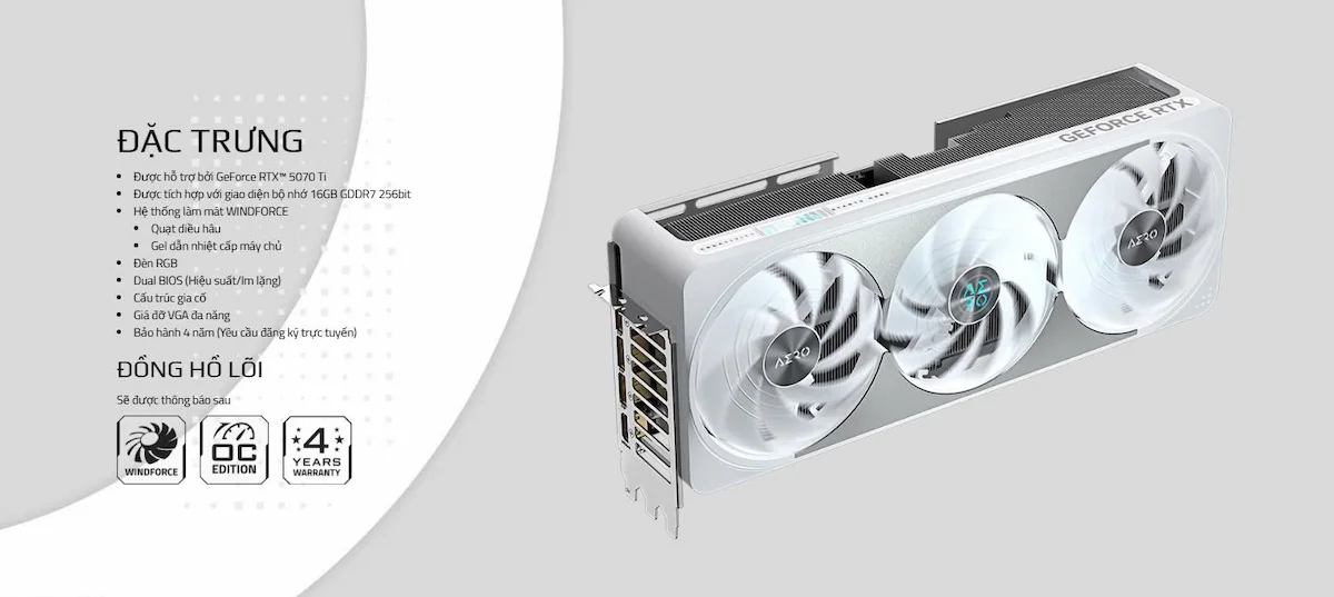 VGA Gigabyte RTX 5070 Ti AERO OC 16G