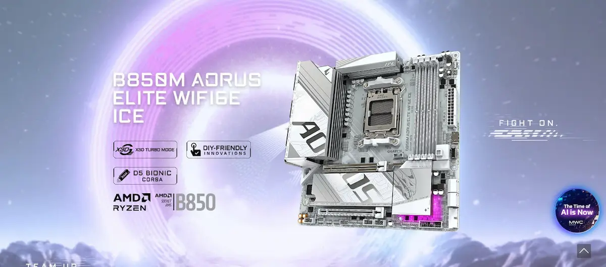 Mainboard Gigabyte B850M AORUS ELITE WIFI6E ICE 