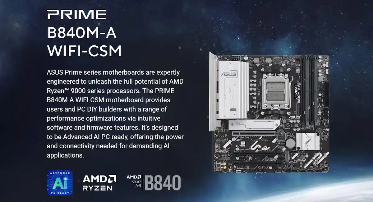 Mainboard Asus PRIME B840M-A WIFI-CSM 