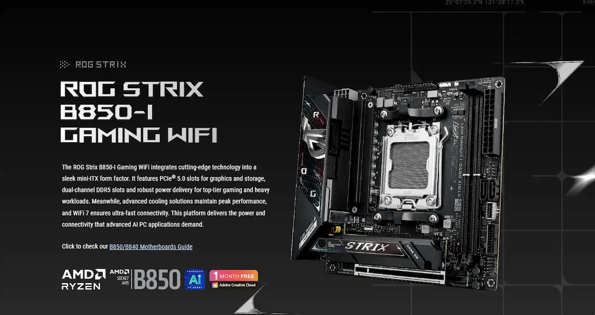 Mainboard Asus ROG STRIX B850-I GAMING WIFI 