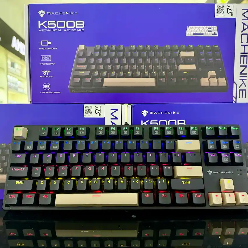 Bàn Phím Cơ Machenike K500B-B87 (TKL 87 phím, Rainbow, Red/ Blue Switch, Đen)