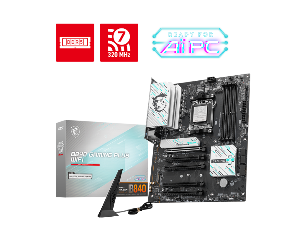 Mainboard MSI B840 GAMING PLUS WIFI (LAN 2.5G, Wifi 7, Bluetooth 5.4)